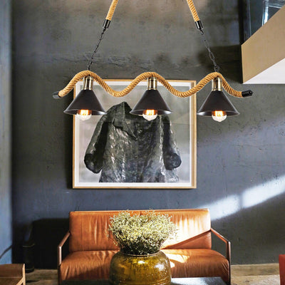 Canisaria Chandelier Hemp Rope Industrial Wave