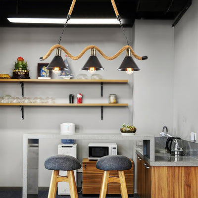 Canisaria Chandelier Hemp Rope Industrial Wave