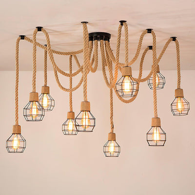 Arianissa Chandelier Hemp Rope Industrial Retro