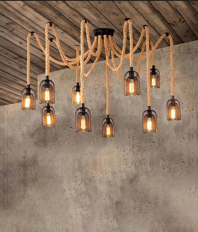 Arianissa Chandelier Hemp Rope Industrial Retro