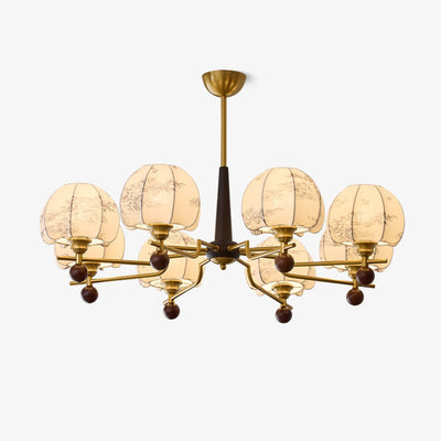 Acarira Premium Nordic Art Bloom Wood Fabric Chandelier