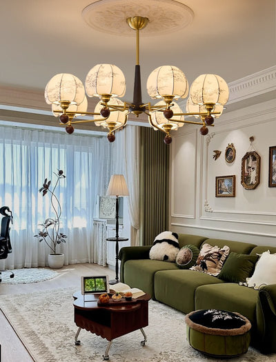 Acarira Premium Nordic Art Bloom Wood Fabric Chandelier