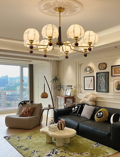 Acarira Premium Nordic Art Bloom Wood Fabric Chandelier
