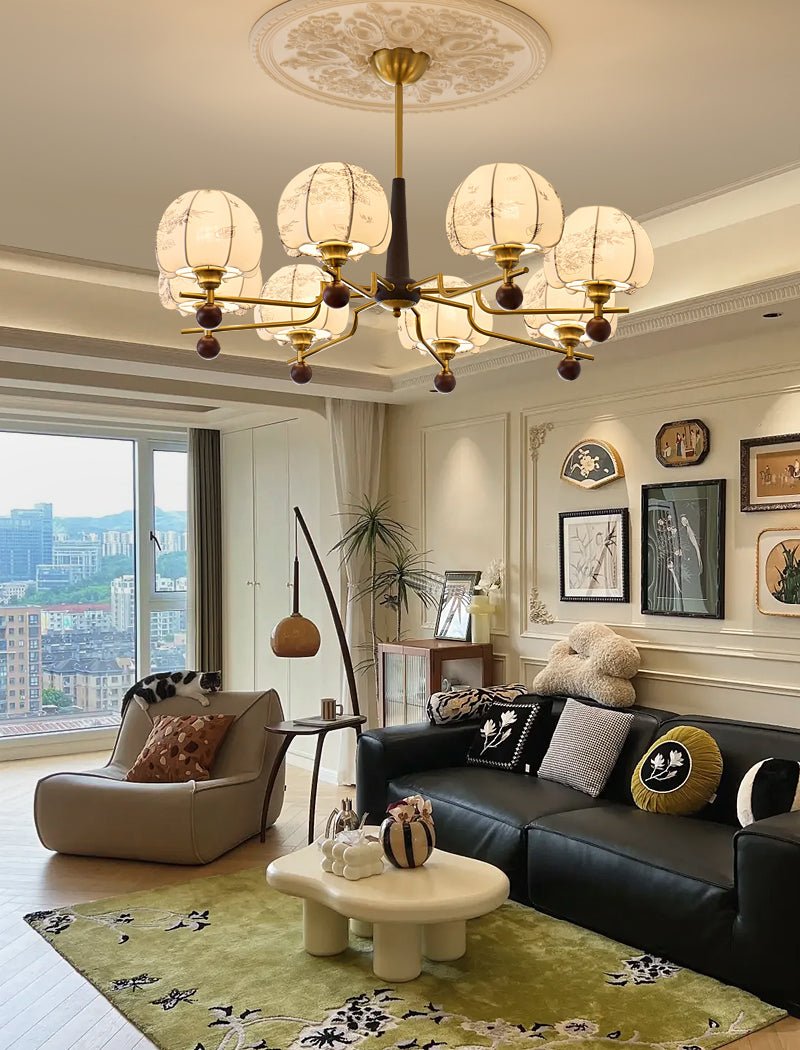 Acarira Premium Nordic Art Bloom Wood Fabric Chandelier