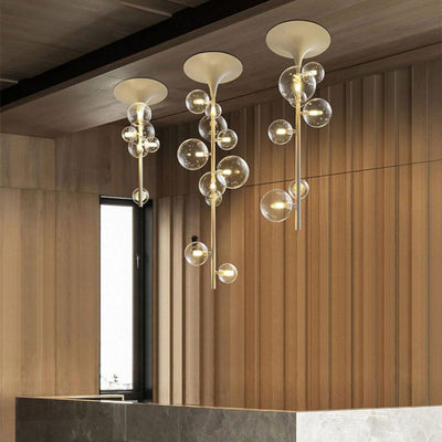 Celeina Pendant Light Brass Glass Cascading for Hallway