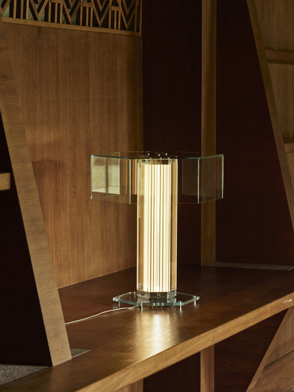 Hexagonal Glass Table Lamp