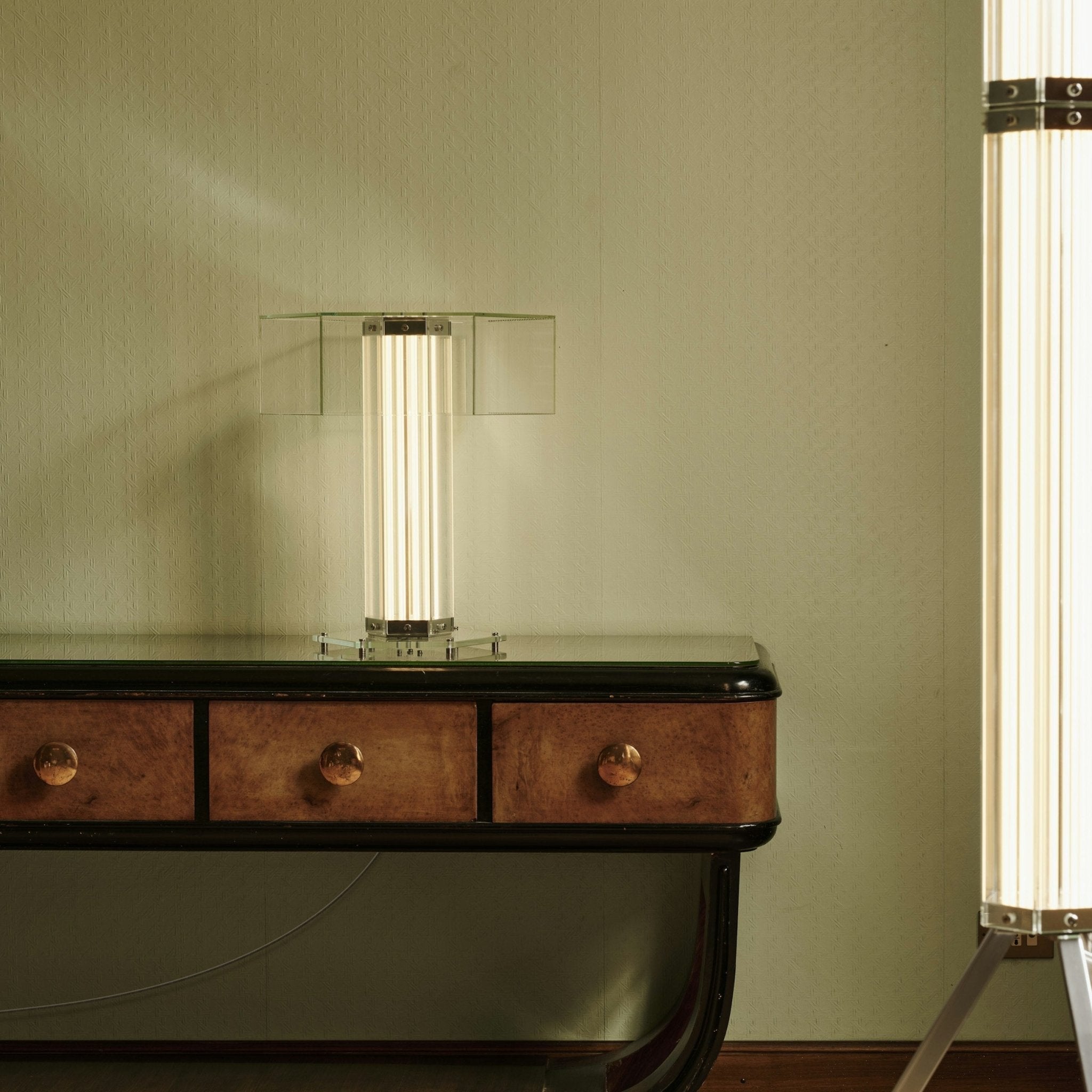 Hexagonal Glass Table Lamp