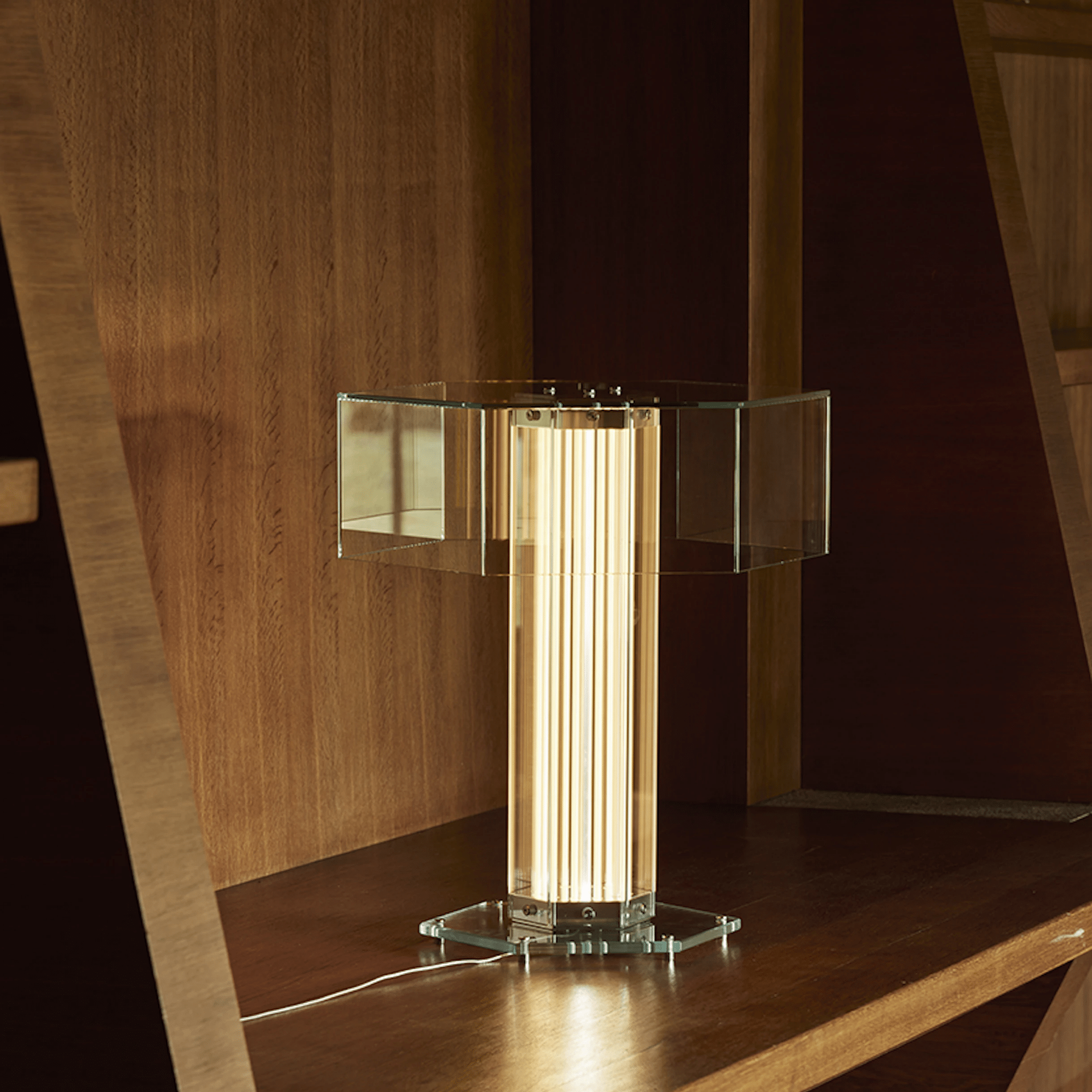 Hexagonal Glass Table Lamp