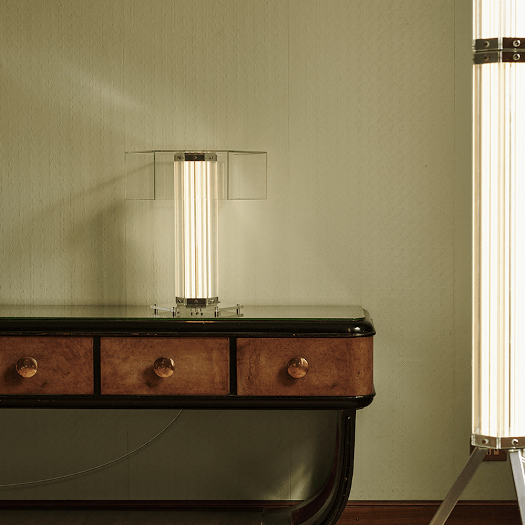 Hexagonal Glass Table Lamp