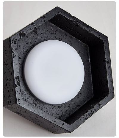 Hexara Hexagon Black Travertine Ceiling Lamp