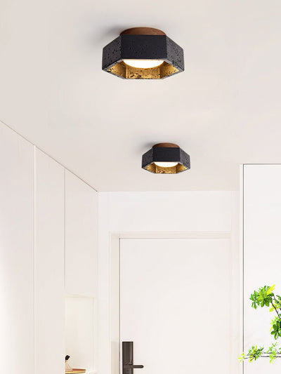 Hexara Hexagon Black Travertine Ceiling Lamp