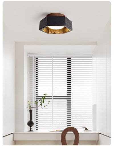 Hexara Hexagon Black Travertine Ceiling Lamp
