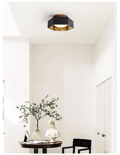 Hexara Hexagon Black Travertine Ceiling Lamp