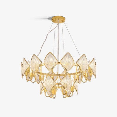 Cyrirena Chandelier Crystal Leaf Double-Tier