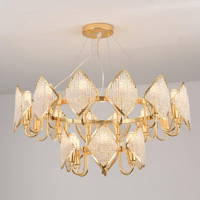 Cyrirena Chandelier Crystal Leaf Double-Tier