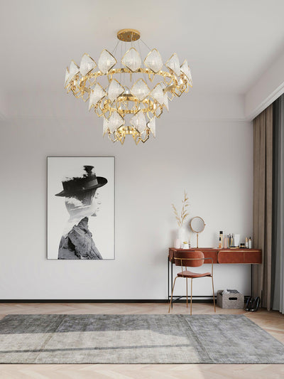 Cyrirena Chandelier Crystal Leaf Double-Tier