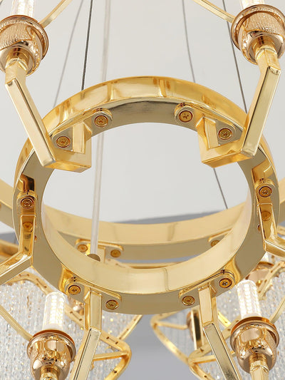 Cyrirena Chandelier Crystal Leaf Double-Tier