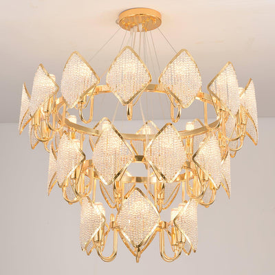 Cyrirena Chandelier Crystal Leaf Double-Tier