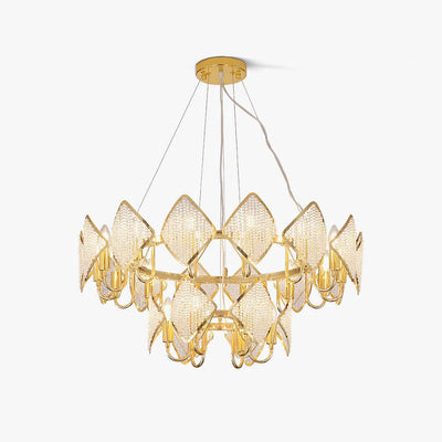 Cyrirena Chandelier Crystal Leaf Double-Tier