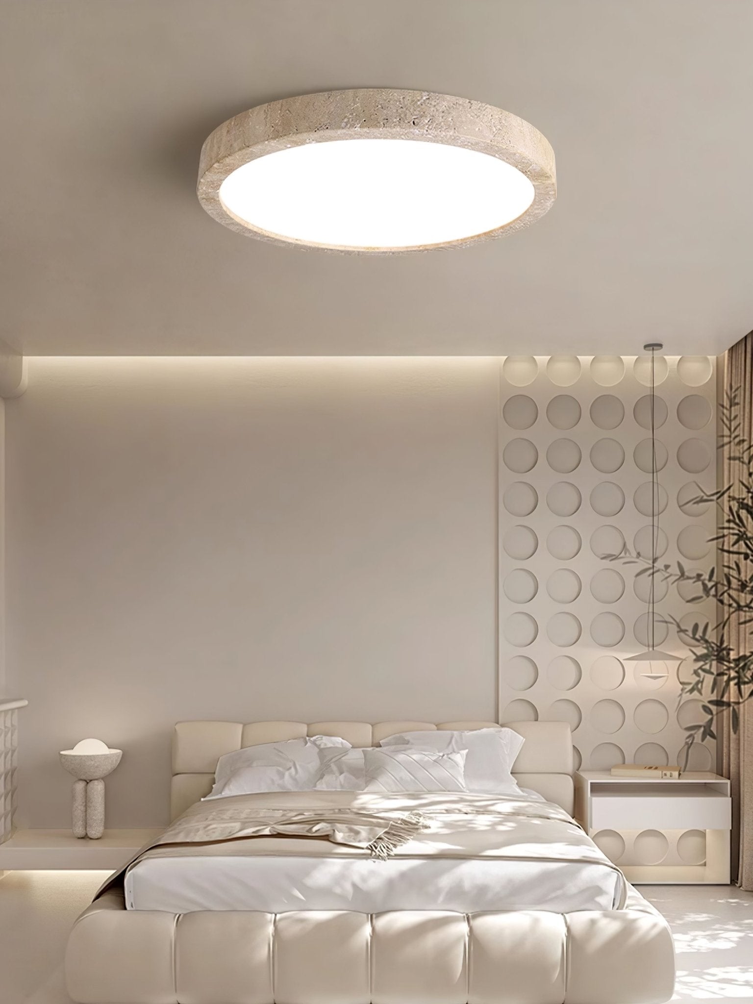 Cal Minimalist Travertine Ceiling Light