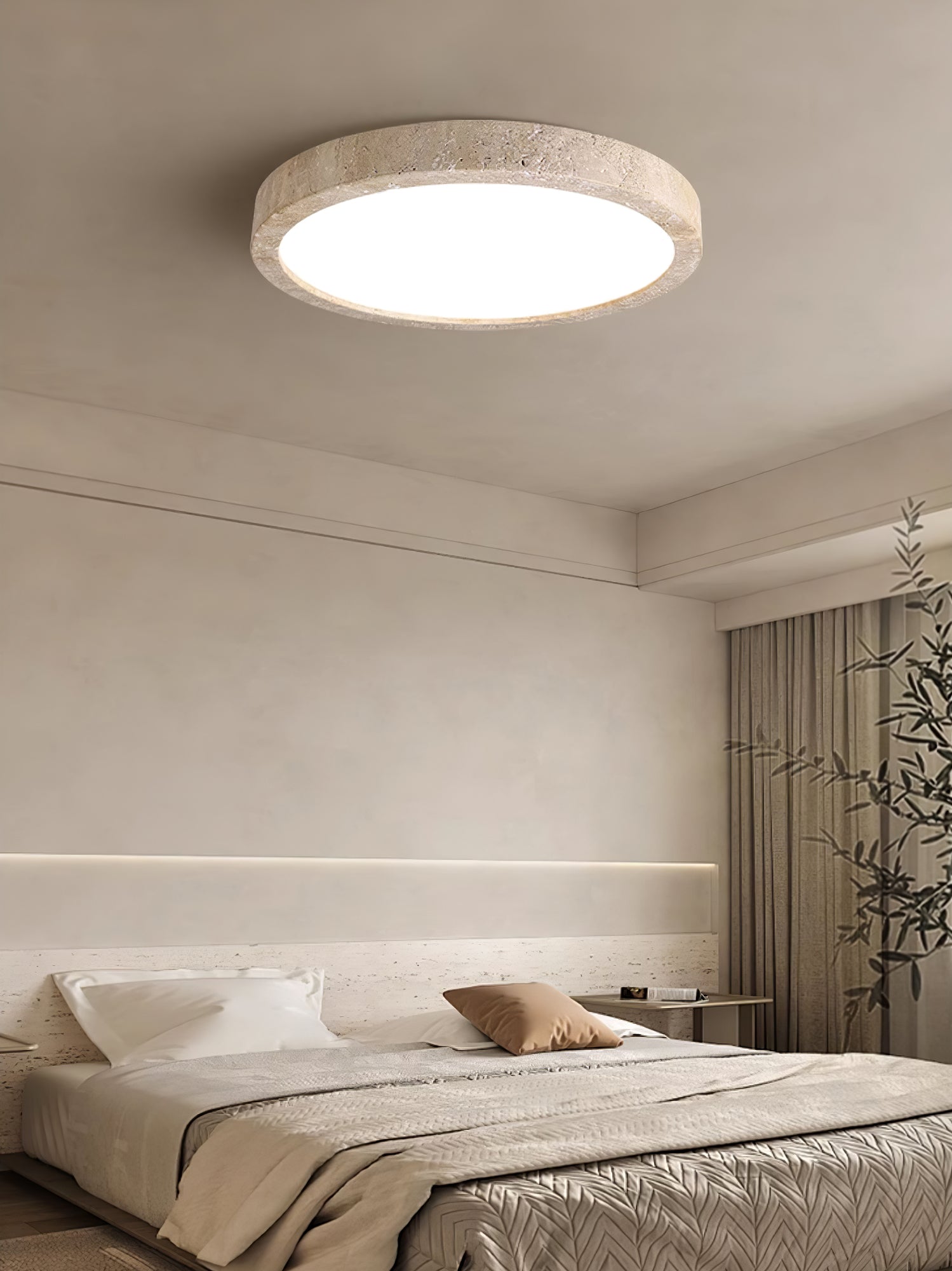 Cal Minimalist Travertine Ceiling Light