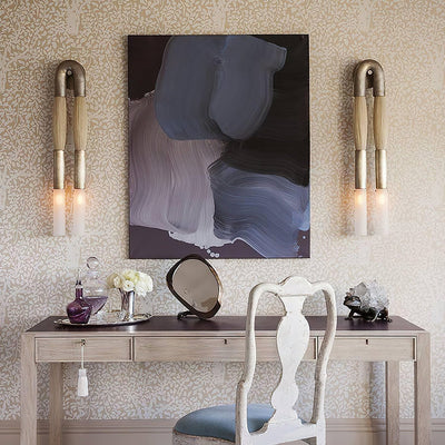 Lustra Wall Lamp Horsehair Glass Brass - Neutral Decor