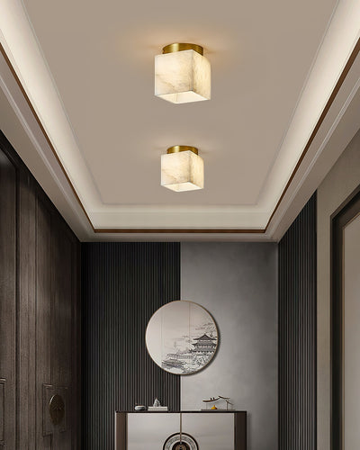 Usilia Modern Minimalist Brass Alabaster Ceiling Light - Neutral Decor