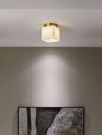 Usilia Modern Minimalist Brass Alabaster Ceiling Light - Neutral Decor