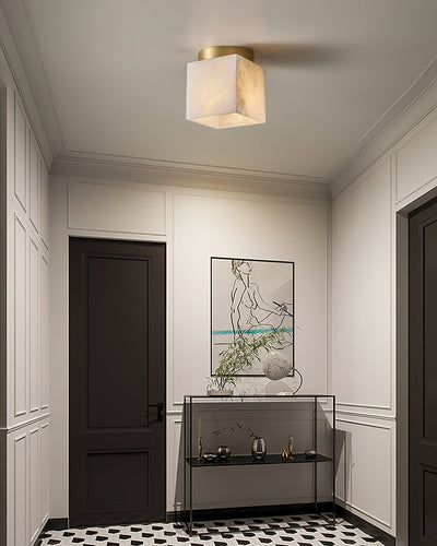 Usilia Modern Minimalist Brass Alabaster Ceiling Light - Neutral Decor