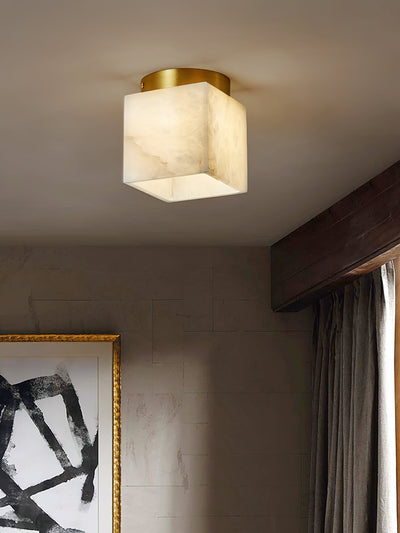 Usilia Modern Minimalist Brass Alabaster Ceiling Light - Neutral Decor