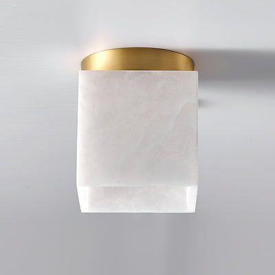Usilia Modern Minimalist Brass Alabaster Ceiling Light - Neutral Decor