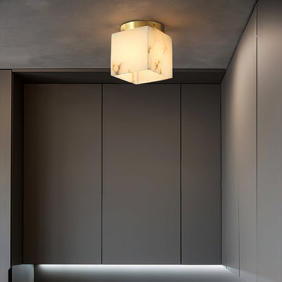 Usilia Modern Minimalist Brass Alabaster Ceiling Light - Neutral Decor