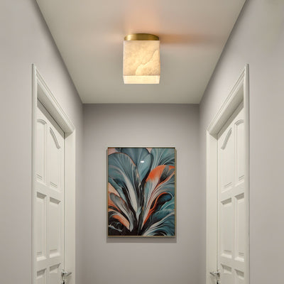 Usilia Modern Minimalist Brass Alabaster Ceiling Light - Neutral Decor