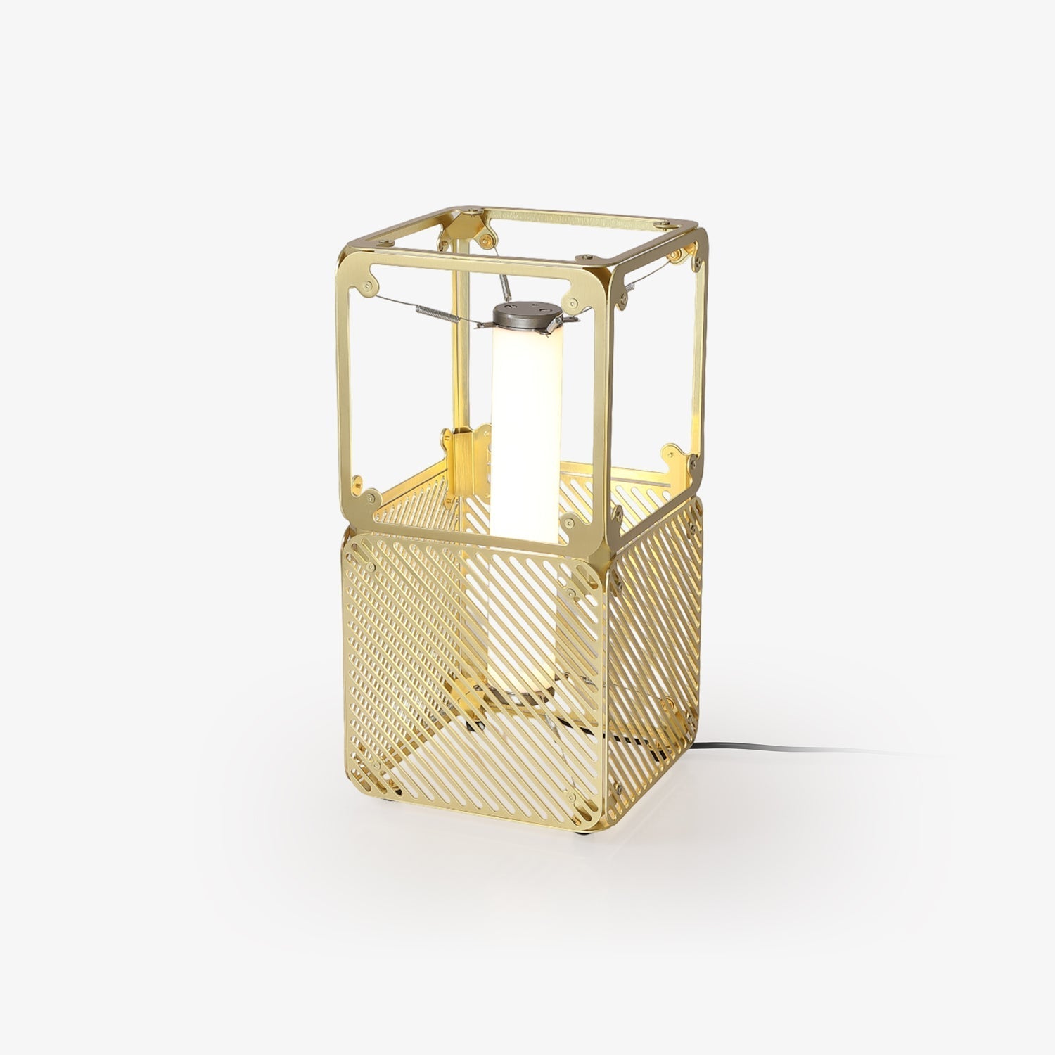 GridGlow Industrial Brass Table Lamp