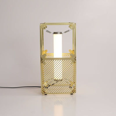 GridGlow Industrial Brass Table Lamp