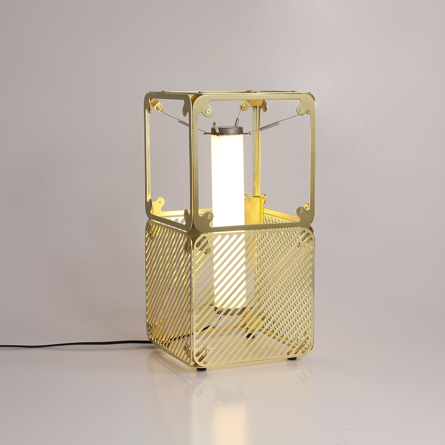 GridGlow Industrial Brass Table Lamp