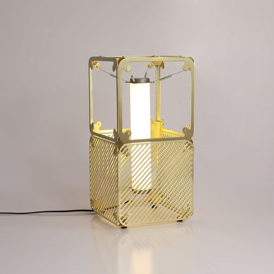 GridGlow Industrial Brass Table Lamp