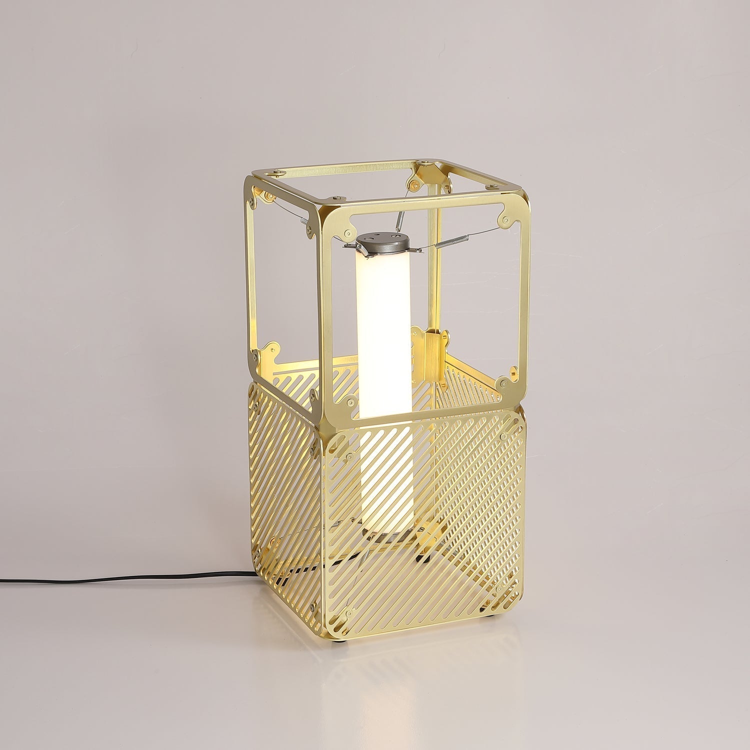 GridGlow Industrial Brass Table Lamp