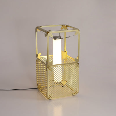 GridGlow Industrial Brass Table Lamp