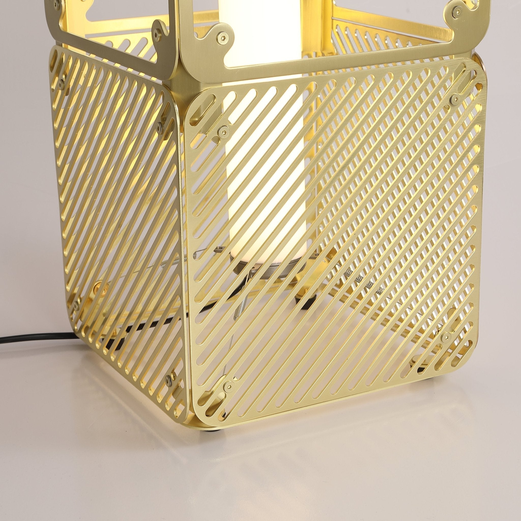 GridGlow Industrial Brass Table Lamp