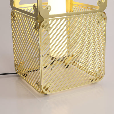 GridGlow Industrial Brass Table Lamp