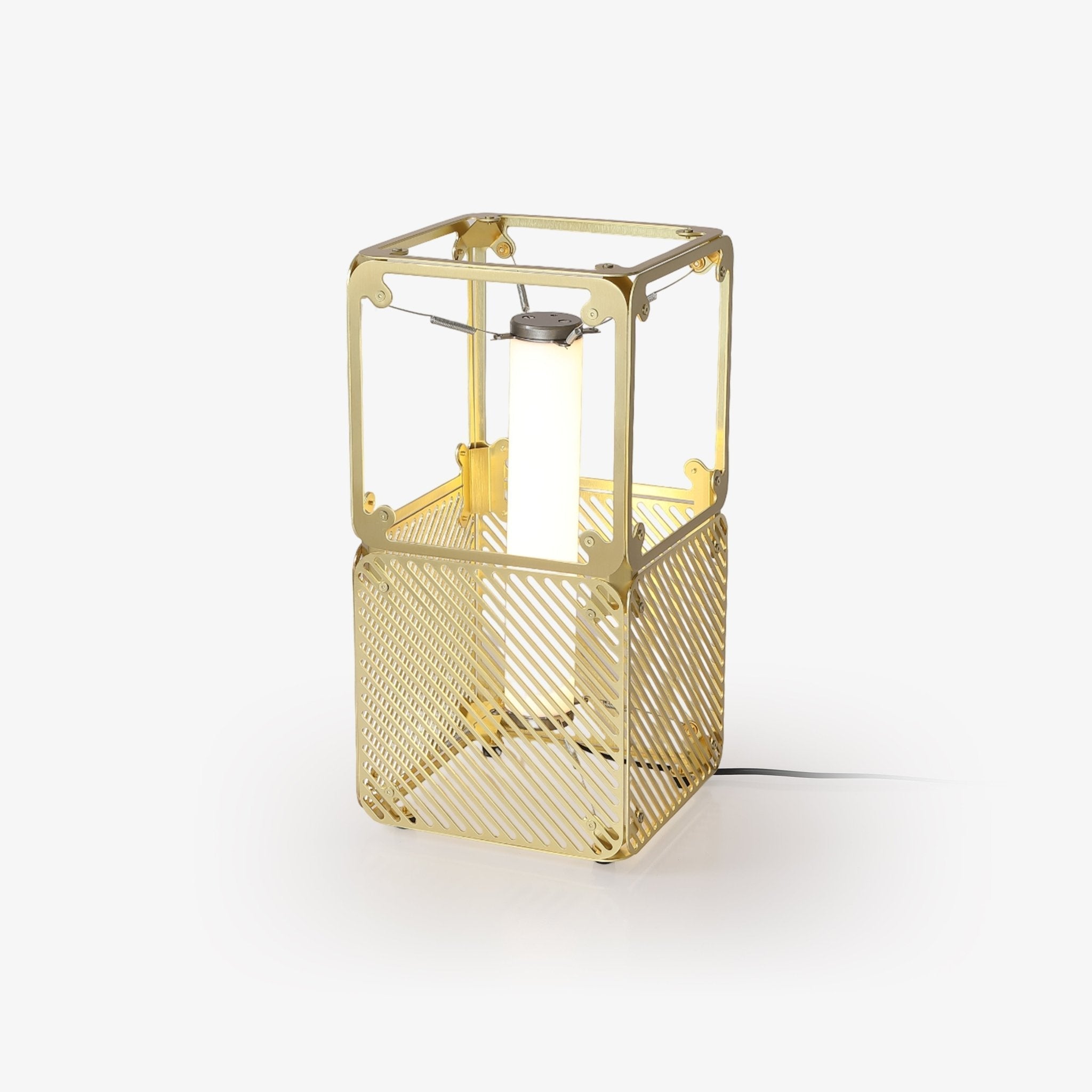 GridGlow Industrial Brass Table Lamp