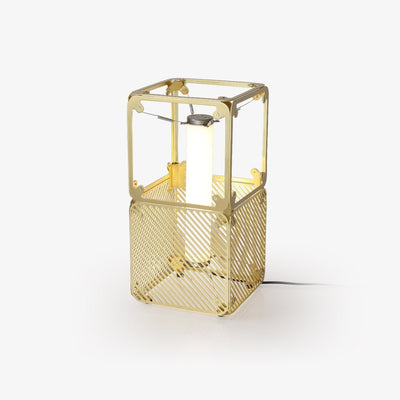 GridGlow Industrial Brass Table Lamp