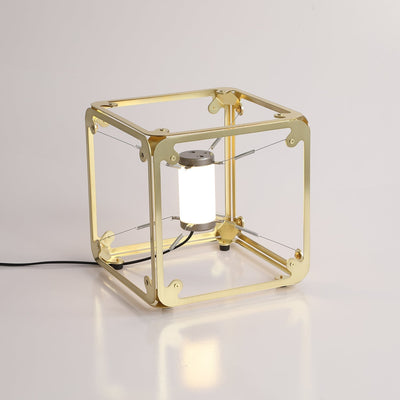 GridGlow Industrial Brass Table Lamp