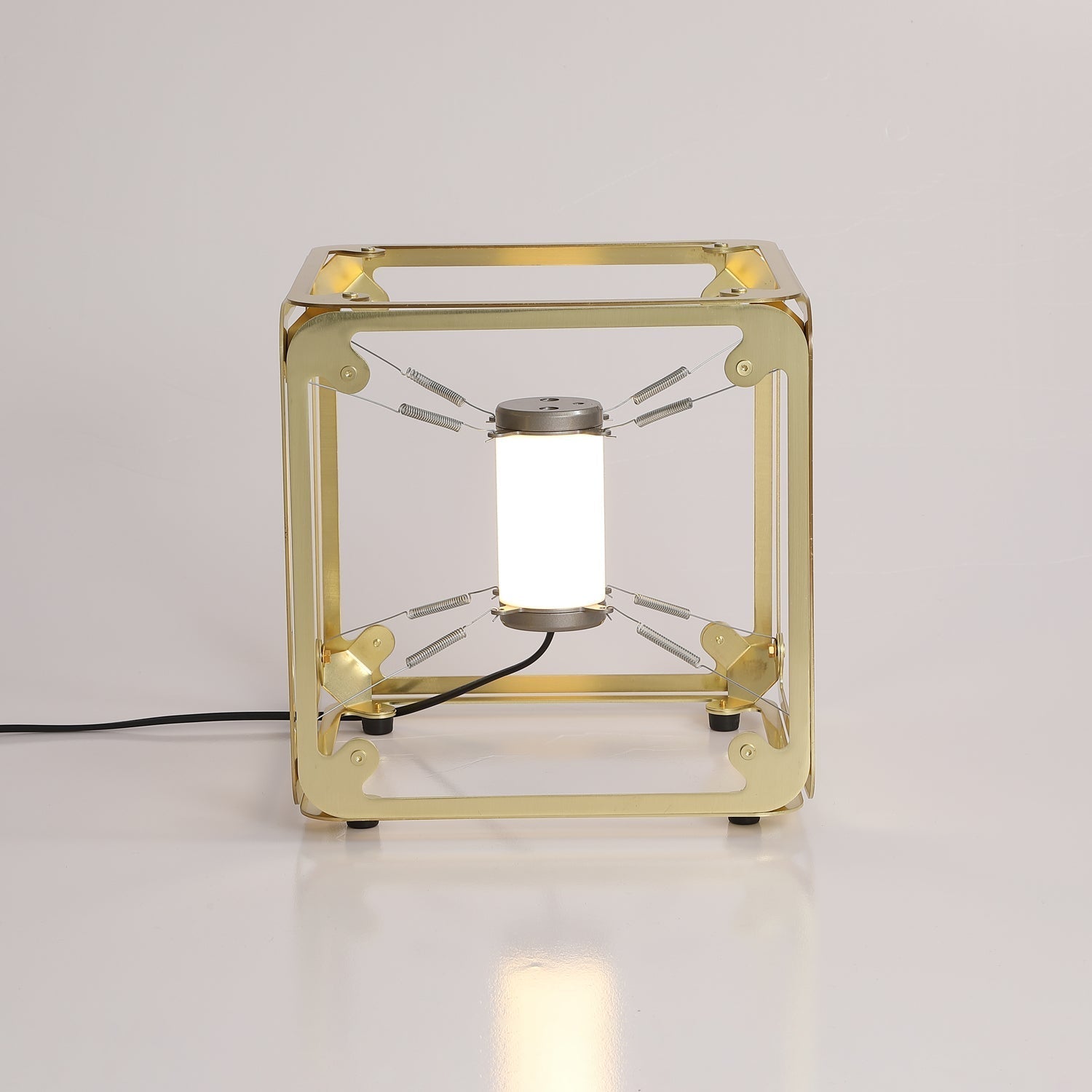 GridGlow Industrial Brass Table Lamp