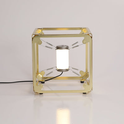GridGlow Industrial Brass Table Lamp