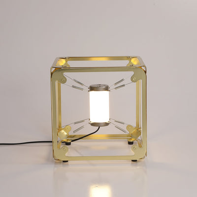 GridGlow Industrial Brass Table Lamp