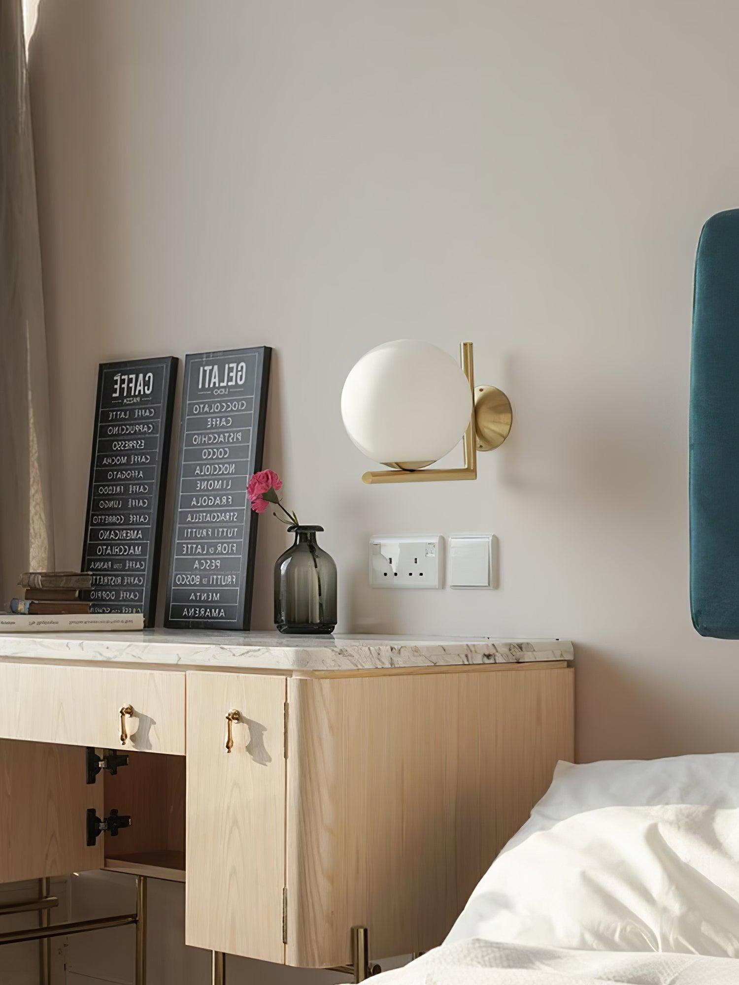 Joanna Modern Minimalist Opal Blown Glass Wall Lamp