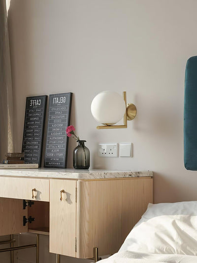 Joanna Modern Minimalist Opal Blown Glass Wall Lamp