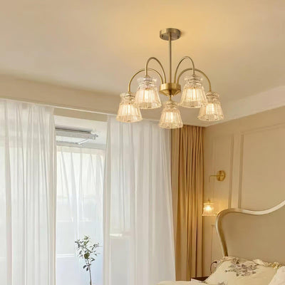 Rostor Chandelier Crystal Glass Gold Midcentury
